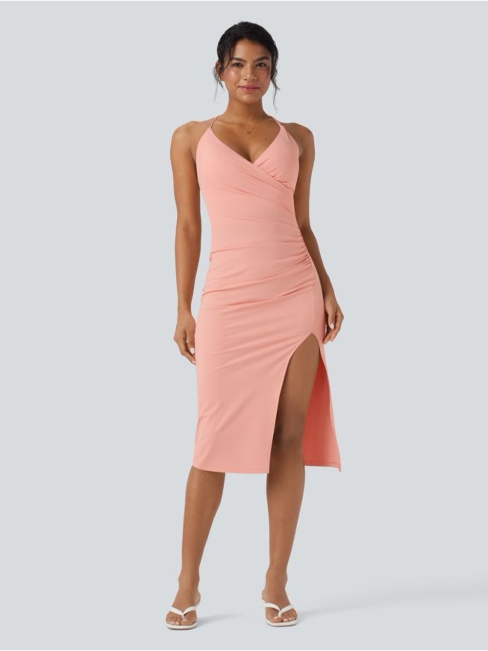 Softlyzero™ Airy Crossover Ruched Backless Lace Up Split Bodycon size M
